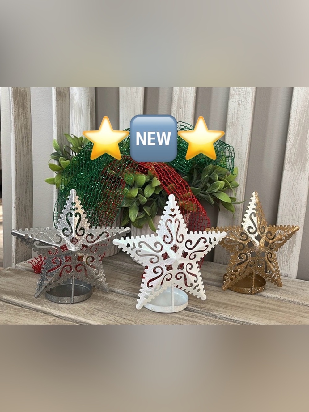 Elegant Star Candle Holders Set of 3 - White, Gold, Silver ~ New